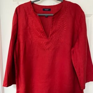 Chaps Plus Size 100% Linen Tunic